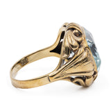 Anello vintage in oro giallo 8K con acquamarina (5ct ca.), anni '70