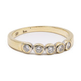 Anello vintage a riviera in oro giallo 14K con diamanti di taglio brillante (0.30ctw ca.), anni '70