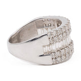 Anello vintage a fascia in platino 900 con diamanti di taglio brillante e baguette (2ctw)