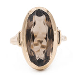 Anello vintage da cocktail in oro giallo 8k con quarzo fumè (8ct)