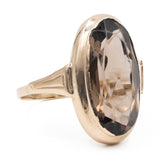 Anello vintage da cocktail in oro giallo 8k con quarzo fumè (8ct)
