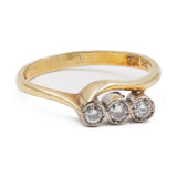 Anello trilogy in oro 14k con diamanti (0,30ctw), anni '70