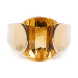 Anello vintage in oro giallo 14k con quarzo citrino, anni '70