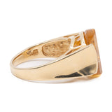 Anello vintage in oro giallo 14k con quarzo citrino, anni '70