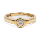 Anello vintage solitario in oro giallo 14k con diamante di 0,25ct, anni '70