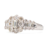 ANELLO IN PLATINO 900 CON DIAMANTI TAGLIO BAGUETTE E BRILLANTE (1CT)