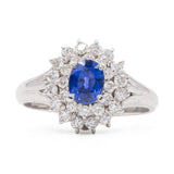 ANELLO VINTAGE A BALLERINA IN PLATINO CON ZAFFIRO (0.56CT) E DIAMANTI (0.46CTW)