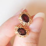 Orecchini vintage in oro giallo 9K con granati, anni ‘60