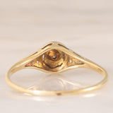 Solitario Art Déco in oro giallo e bianco 14K con diamante, anni ‘20/‘30