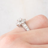 Anello a fiore vintage in platino con diamanti (1ctw), anni '80