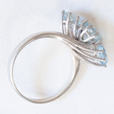 Anello vintage in oro bianco 14K con acquamarine (2.20ctw ca.), anni ‘70/‘80