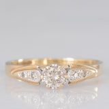 Solitario vintage in oro giallo 9K con diamanti (centrale di taglio brillante e di 0.20ct ca.)