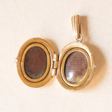 Ciondolo portafoto ovale vintage con lamina in oro giallo 9K su metallo, anni ‘70