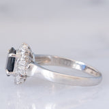 Anello ballerina vintage in platino con zaffiro (1.05ct) e diamanti (0.35ctw), anni ‘90