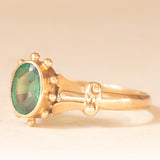 Anello vintage in oro giallo 9K con smeraldo sintetico (0.65ct ca.), anni ‘50