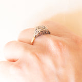 Anello Art Déco in oro giallo 14K e argento con diamanti (0.24ctw ca.), anni ‘20/‘30