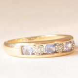 Veretta vintage in oro giallo e bianco 9K con tanzaniti (0.40ctw ca.) e diamanti, anno ‘2008