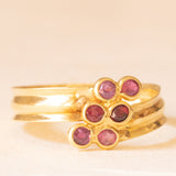 Anello vintage in oro giallo 18K con rubini sintetici (0.30ctw ca.), anni ‘60