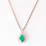 Collier in oro bianco 18K con smeraldo (1.20ct ca.) e diamanti di taglio brillante (0.58ctw ca.)