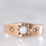 Trilogy gypsy antico in oro giallo 8K con opale e perline bianche, anni ‘10/‘20