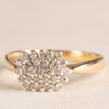 Anello vintage in oro giallo e bianco 9K con diamanti (0.14ctw ca.), anni ‘70/‘80