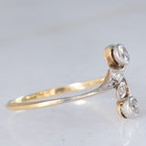 Anello Art Nouveau in oro giallo e bianco 14K con diamanti (0.12ctw ca.), anni ‘20