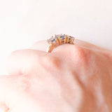 Anello vintage in oro giallo 9K con topazi mistici (1.80ctw ca.) e diamanti (0.03ctw ca.), anni ‘90/anni ‘2000