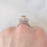 Anello ballerina in platino con topazio imperiale (1.85ct) e diamanti (0.72ctw), anni ‘80/‘90
