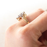 Anello vintage in oro giallo e bianco 9K con tanzaniti (0.70ctw ca.) e diamanti (0.02ctw ca.), anno 2003