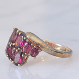 Anello vintage in oro giallo 8K con tormaline rosse, anni ‘80