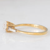 Anello a fiore vintage in oro giallo 9K con diamanti di taglio brillante (0.25ctw ca.), anni ‘80/‘90