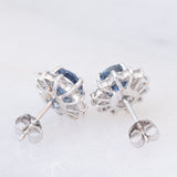 Orecchini a margherita vintage in platino con zaffiri (2.16ct) e diamanti (0.88ctw), anni ‘80