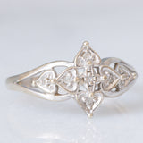 Anello vintage in oro bianco 9K con diamanti (0.03ctw ca.)