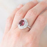 Anello vintage in platino con tormalina (3.50ct) e diamanti (1.22ctw), anni ‘80