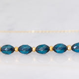 Braccialetto vintage in oro giallo 9K con pietre blu e pirite