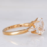 Anello da cocktail in oro giallo 9K con quarzo chiaro (3.40ct) e diamanti