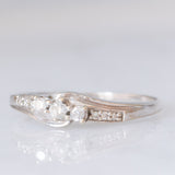 Anello vintage in oro bianco 9K con diamanti di taglio brillante (0.17ctw ca.), anni ‘90