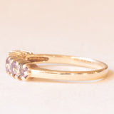 Anello vintage in oro giallo 9K con ametiste (0.035ctw ca.) e diamanti (0.04ctw ca.), anni ‘80
