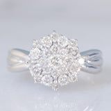 Anello a fiore vintage in platino con diamanti (1ctw), anni ‘80