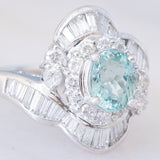 Anello ballerina moderno in platino con tormalina Paraiba (1.26ct) e diamanti (1.36ctw), anni ‘2000