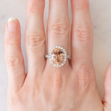 Anello a margherita vintage in platino con morganite (5.20ct) e diamanti (0.85ctw), anni ‘2000