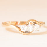 Anello bypass in oro giallo e bianco 9K con diamanti di taglio brillante (0.26ctw ca.), anno 1986