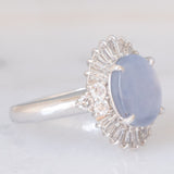 Anello ballerina vintage in platino con zaffiro stellato (6.40ct) e diamanti (0.94ctw), anni ‘80