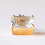 Ciondolo vintage in oro giallo e bianco 14K con topazio azzurro (2ct ca.) e diamanti (0.03ctw ca.), anni ‘70