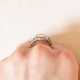 Anello antico in oro giallo 11K e argento con diamante centrale (1.50ct ca.) e rosette, primi del '900