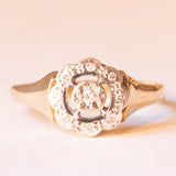 Anello a margherita vintage in oro giallo e bianco 9K con diamanti (0.05ctw ca.), anno 1987