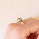 Anello doppio girevole vintage in oro giallo 9K con amazonite e ambra, anni ‘70/‘80