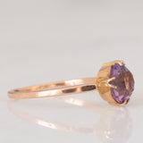 Solitario antico in oro rosa e giallo 9K con ametista (1.20ct ca.), anni ‘10/‘20