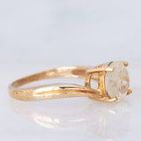 Solitario vintage in oro giallo 9K con quarzo rutilato (1.35ct)