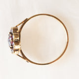 Anello a margherita vintage in oro giallo 8K con granati (0.90ctw ca.), anni ‘50